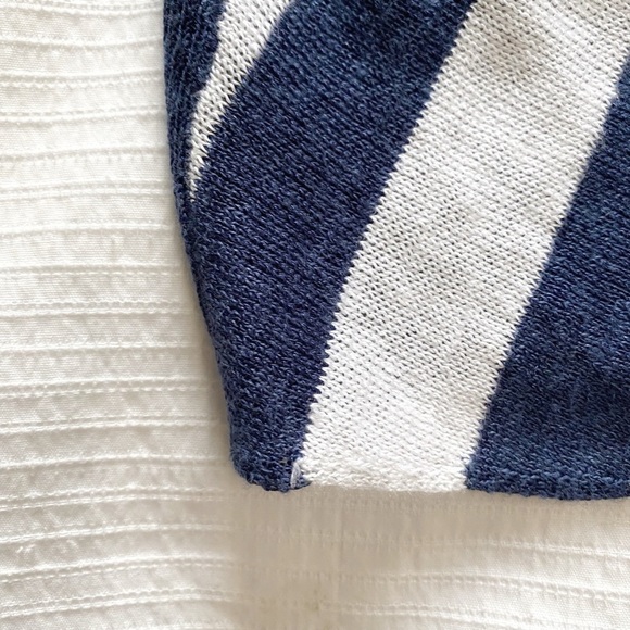J JILL LINEN BLEND WHITE NAVY STRIPED NAUTICAL COASTAL CARDIGAN - M - Picture 8 of 9